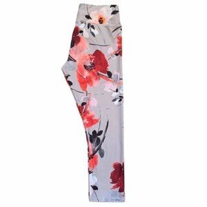 Fabletics Gray and Red Floral Capri Leggings- XS